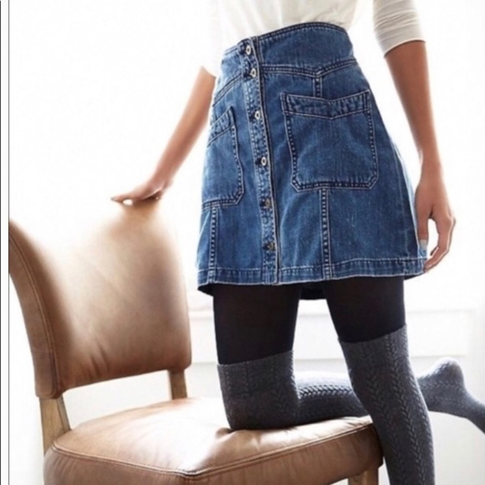 Free People Come A Little Closer Denim Mini Skirt